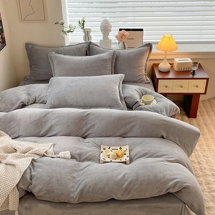 91家纺网 家纺一手货源 找家纺 （总）逸尚阁 2024新款高克重纯色牛奶绒四件套