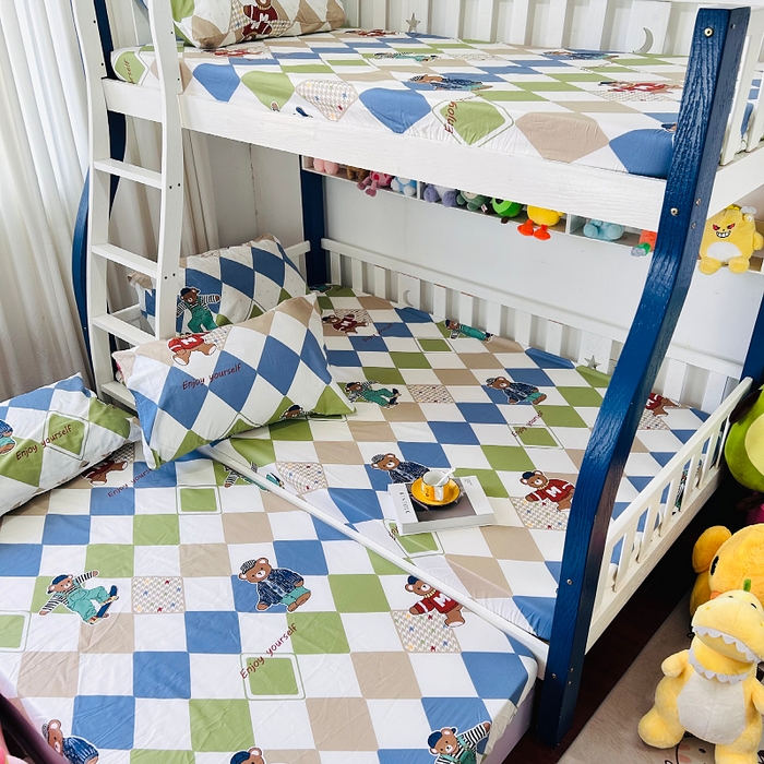 91家纺网 家纺一手货源 找家纺 小虾米 2023新款卡通系列全棉床笠（可定制）欢乐熊