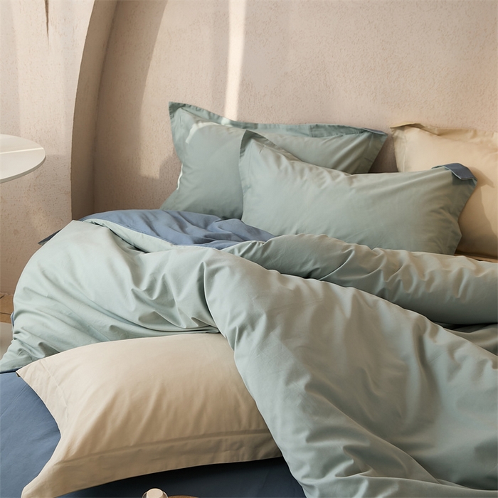 91家纺网 家纺一手货源 找家纺 涞澳家纺 2023新款50磨绒双拼 兰青