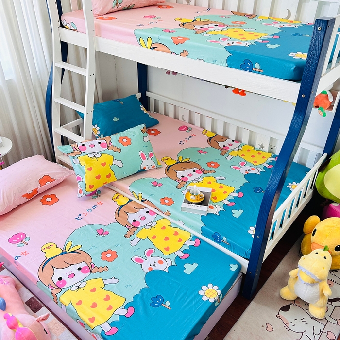 91家纺网 家纺一手货源 找家纺 小虾米 2023新款卡通系列全棉床笠（可定制）可爱女孩