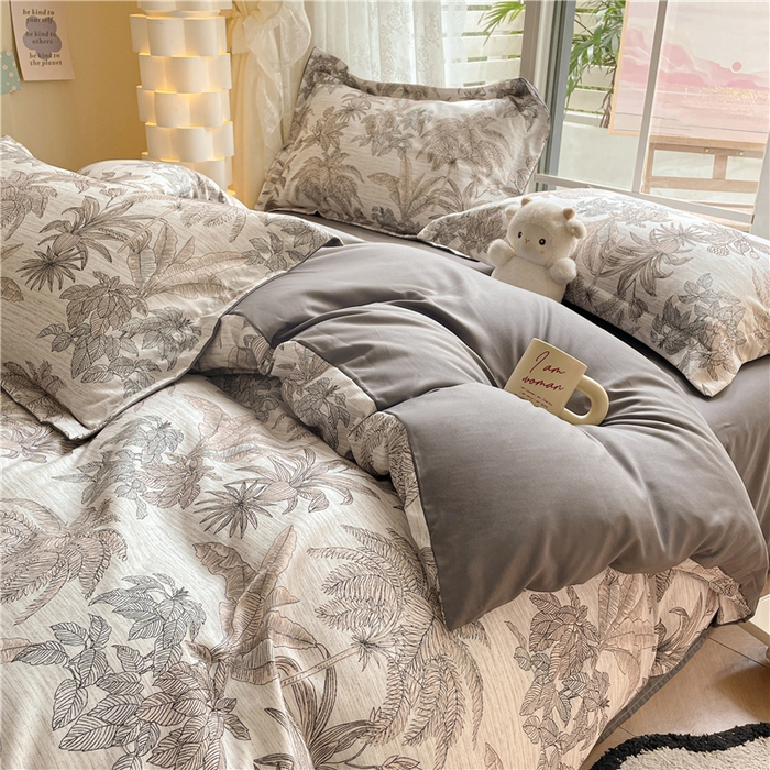 91家纺网 家纺一手货源 找家纺 古吉梦 2023新款A类有氧元气棉加厚磨毛四件套 晚风