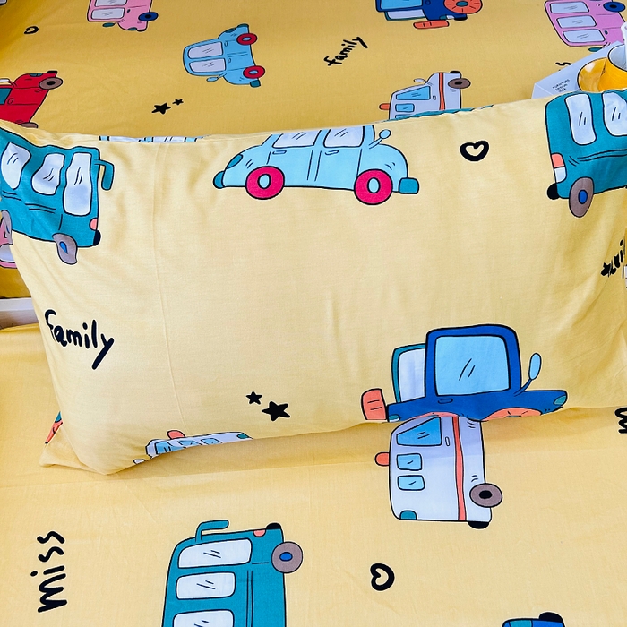 91家纺网 家纺一手货源 找家纺 小虾米 2023新款卡通系列全棉床笠（可定制）小汽车黄