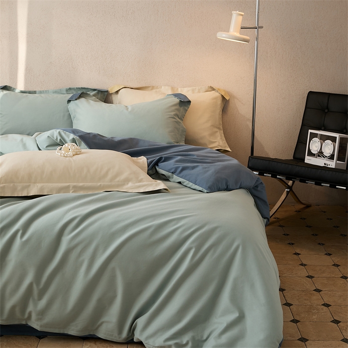 91家纺网 家纺一手货源 找家纺 涞澳家纺 2023新款50磨绒双拼 兰青