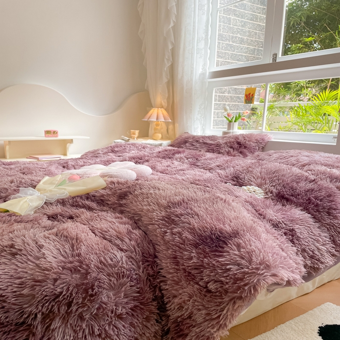 91家纺网 家纺一手货源 找家纺 慕澄家纺 2023新款水貂绒被套盖毯两用毯子 彩虹-紫日