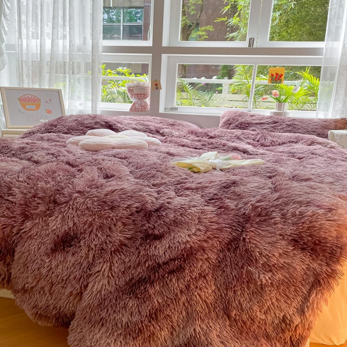 91家纺网 家纺一手货源 找家纺 慕澄家纺 2023新款水貂绒被套盖毯两用毯子 彩虹-紫日