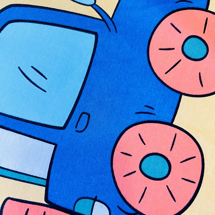 91家纺网 家纺一手货源 找家纺 小虾米 2023新款卡通系列全棉床笠（可定制）小汽车黄