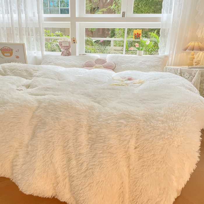 91家纺网 家纺一手货源 找家纺 慕澄家纺 2023新款水貂绒被套盖毯两用毯子 彩虹-纯白