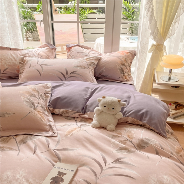 91家纺网 家纺一手货源 找家纺 古吉梦 2023新款A类有氧元气棉加厚磨毛四件套 彼岸花