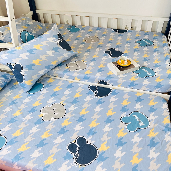 91家纺网 家纺一手货源 找家纺 小虾米 2023新款卡通系列全棉床笠（可定制）千鸟格