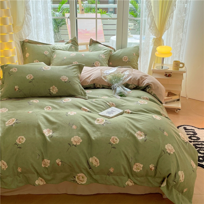 91家纺网 家纺一手货源 找家纺 古吉梦 2023新款A类有氧元气棉加厚磨毛四件套 玉瑶