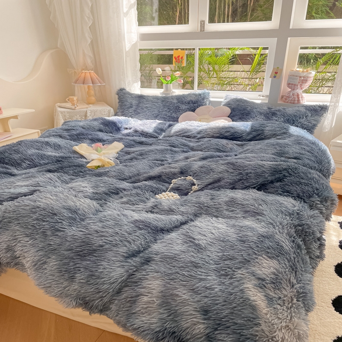 91家纺网 家纺一手货源 找家纺 慕澄家纺 2023新款水貂绒被套盖毯两用毯子 彩虹-蓝灰
