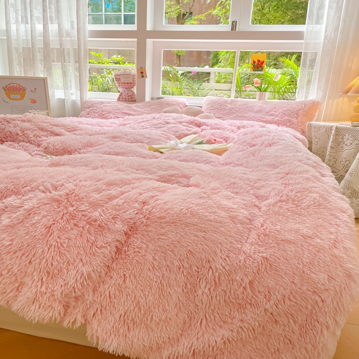 91家纺网 家纺一手货源 找家纺 慕澄家纺 2023新款水貂绒被套盖毯两用毯子 彩虹-浅粉