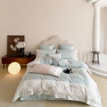 91家纺网 家纺一手货源 找家纺 （总）佰亿莱 2024新款100s全棉刺绣工艺款四件套系列-安妮思