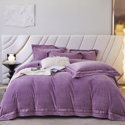 淼铭家纺 2025新款A类婴肤绒激光镂空-舒柔系列 舒柔-魅力紫