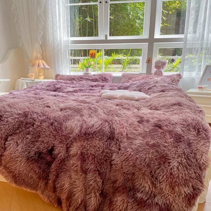 91家纺网 家纺一手货源 找家纺 慕澄家纺 2023新款水貂绒被套盖毯两用毯子 彩虹-紫日