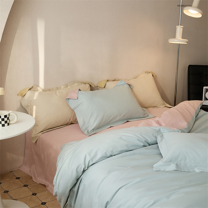 91家纺网 家纺一手货源 找家纺 涞澳家纺 2023新款50磨绒双拼 铃兰粉