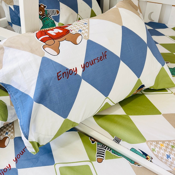 91家纺网 家纺一手货源 找家纺 小虾米 2023新款卡通系列全棉床笠（可定制）欢乐熊