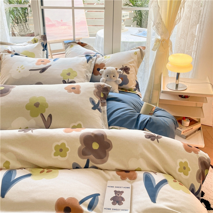 91家纺网 家纺一手货源 找家纺 古吉梦 2023新款A类有氧元气棉加厚磨毛四件套 花期