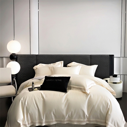 馨蕊家居 2023新款100支CR工艺全棉四件套-棉莱卡 月光白