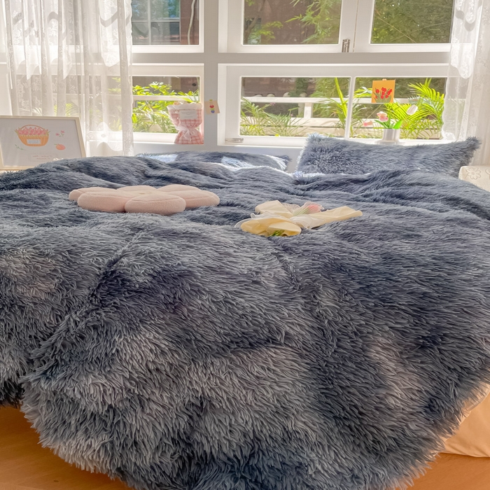 91家纺网 家纺一手货源 找家纺 慕澄家纺 2023新款水貂绒被套盖毯两用毯子 彩虹-蓝灰