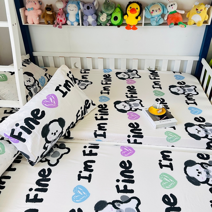 91家纺网 家纺一手货源 找家纺 小虾米 2023新款卡通系列全棉床笠（可定制）调皮狗