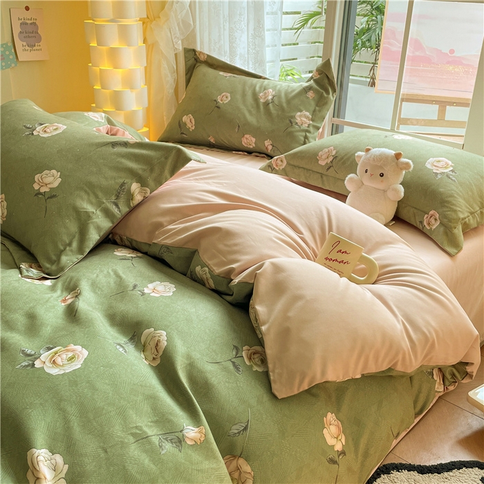 91家纺网 家纺一手货源 找家纺 古吉梦 2023新款A类有氧元气棉加厚磨毛四件套 玉瑶