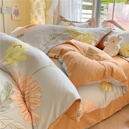 古吉梦 2023新款A类有氧元气棉加厚磨毛四件套 太阳花