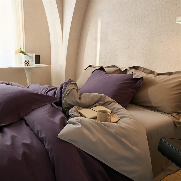 91家纺网 家纺一手货源 找家纺 涞澳家纺 2023新款50磨绒双拼 中紫灰