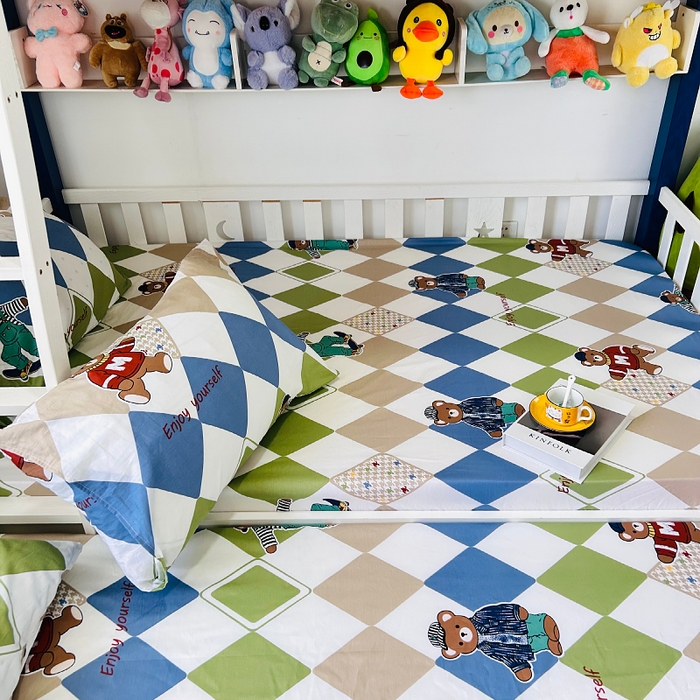 91家纺网 家纺一手货源 找家纺 小虾米 2023新款卡通系列全棉床笠（可定制）欢乐熊