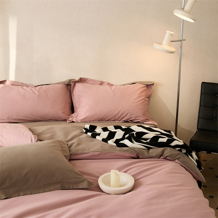 91家纺网 家纺一手货源 找家纺 涞澳家纺 2023新款50磨绒双拼 藕棕粉