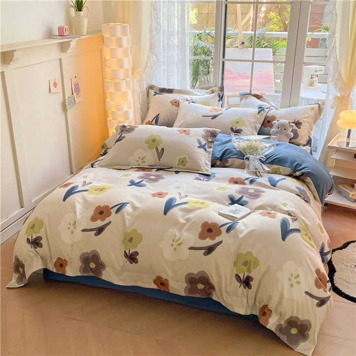 91家纺网 家纺一手货源 找家纺 古吉梦 2023新款A类有氧元气棉加厚磨毛四件套 花期