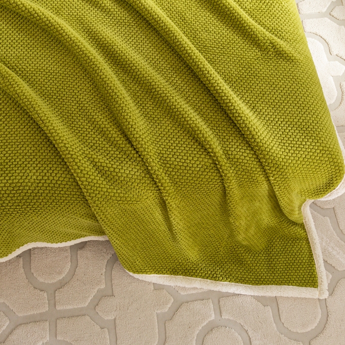 91家纺网 家纺一手货源 找家纺 丝涟家居 2023新款舒适保暖玫瑰绒毛毯 绿