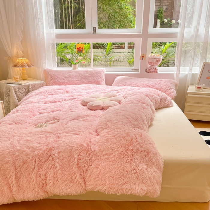 91家纺网 家纺一手货源 找家纺 慕澄家纺 2023新款水貂绒被套盖毯两用毯子 彩虹-浅粉