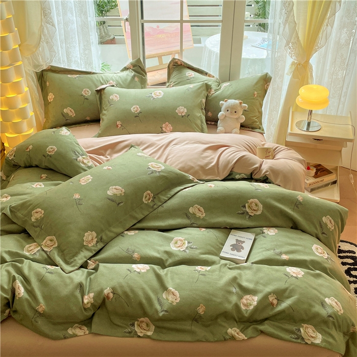 91家纺网 家纺一手货源 找家纺 古吉梦 2023新款A类有氧元气棉加厚磨毛四件套 玉瑶