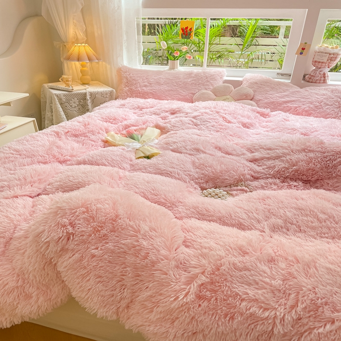 91家纺网 家纺一手货源 找家纺 慕澄家纺 2023新款水貂绒被套盖毯两用毯子 彩虹-浅粉