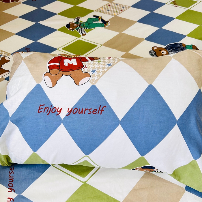 91家纺网 家纺一手货源 找家纺 小虾米 2023新款卡通系列全棉床笠（可定制）欢乐熊