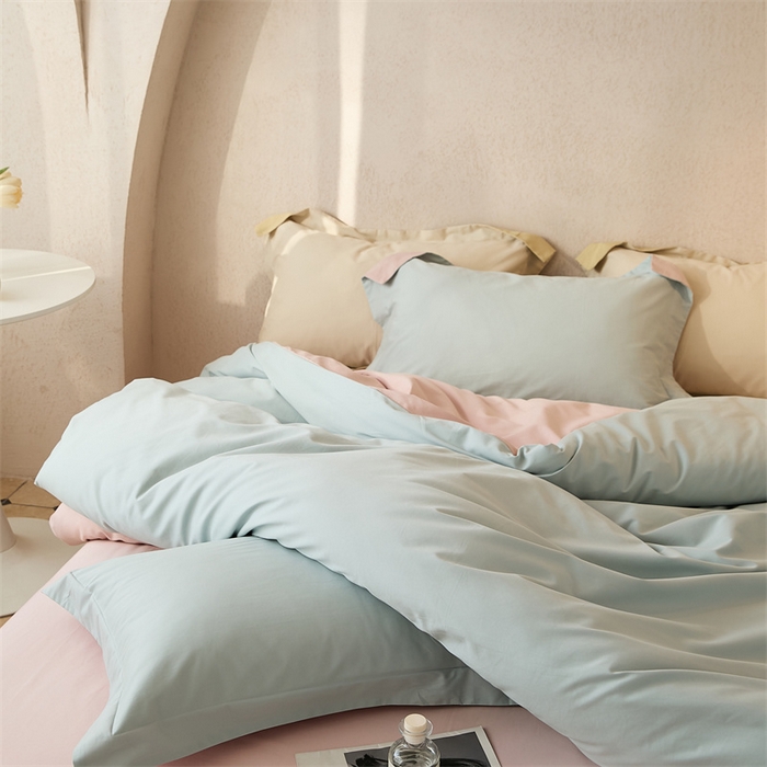 91家纺网 家纺一手货源 找家纺 涞澳家纺 2023新款50磨绒双拼 铃兰粉