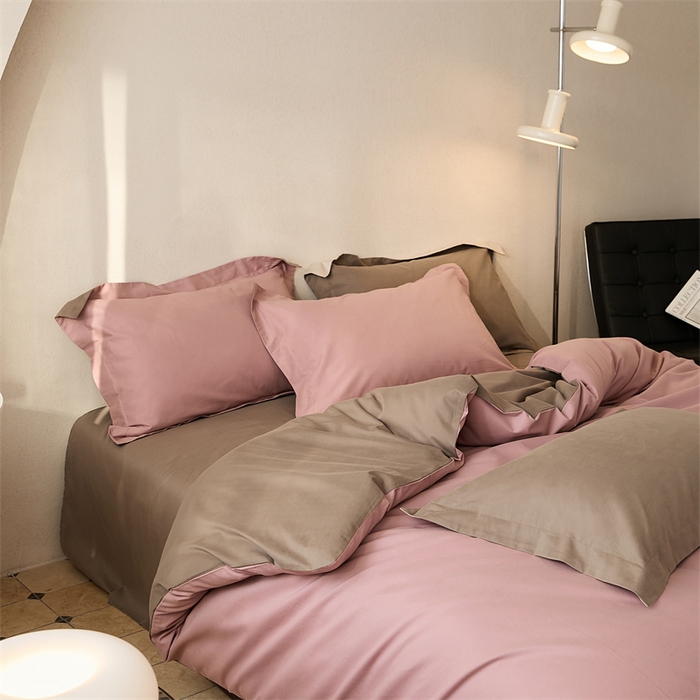 91家纺网 家纺一手货源 找家纺 涞澳家纺 2023新款50磨绒双拼 藕棕粉