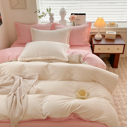 91家纺网 家纺一手货源 找家纺 （总）逸尚阁 2024新款高克重纯色牛奶绒四件套