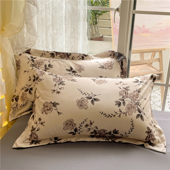 91家纺网 家纺一手货源 找家纺 古吉梦 2023新款A类有氧元气棉加厚磨毛四件套 木槿-米