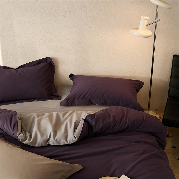 91家纺网 家纺一手货源 找家纺 涞澳家纺 2023新款50磨绒双拼 中紫灰