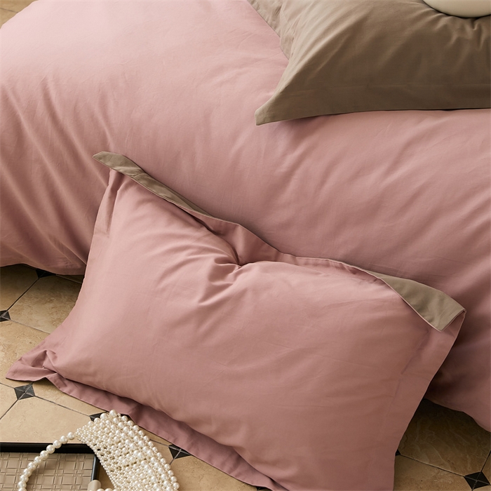 91家纺网 家纺一手货源 找家纺 涞澳家纺 2023新款50磨绒双拼 藕棕粉