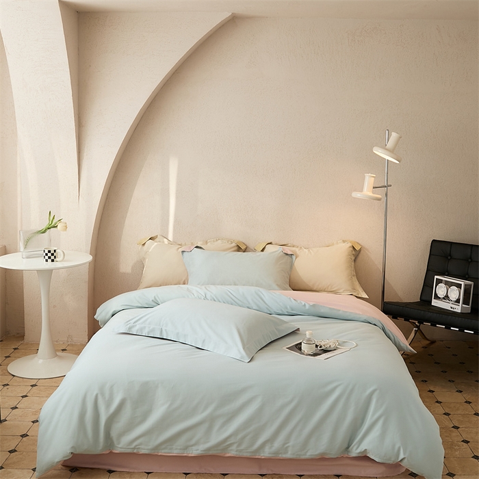 91家纺网 家纺一手货源 找家纺 涞澳家纺 2023新款50磨绒双拼 铃兰粉