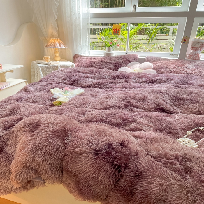 91家纺网 家纺一手货源 找家纺 慕澄家纺 2023新款水貂绒被套盖毯两用毯子 彩虹-紫日