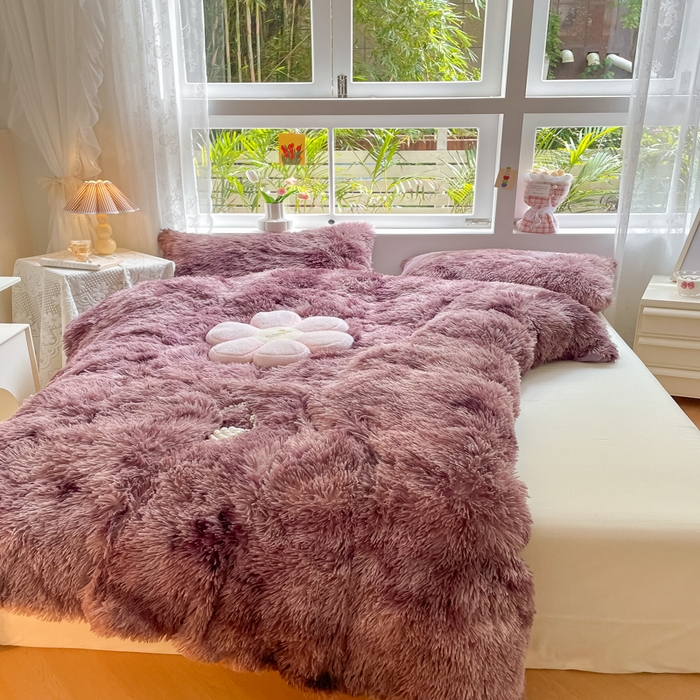 91家纺网 家纺一手货源 找家纺 慕澄家纺 2023新款水貂绒被套盖毯两用毯子 彩虹-紫日