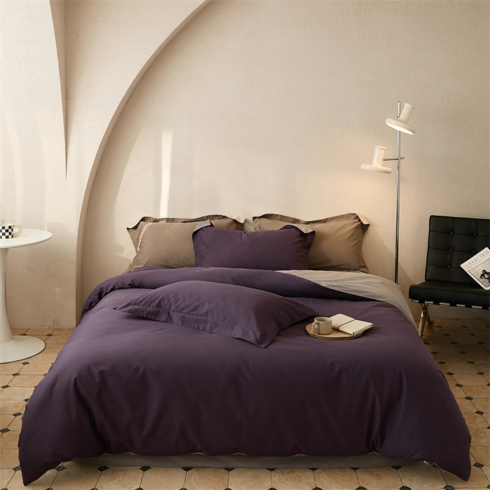 91家纺网 家纺一手货源 找家纺 涞澳家纺 2023新款50磨绒双拼 中紫灰