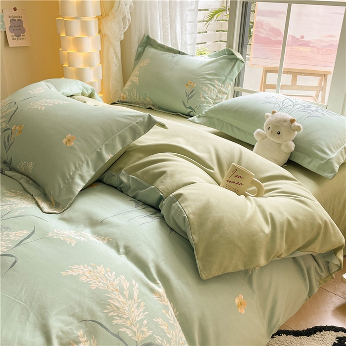 91家纺网 家纺一手货源 找家纺 古吉梦 2023新款A类有氧元气棉加厚磨毛四件套 秋香