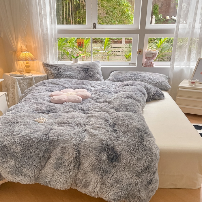 91家纺网 家纺一手货源 找家纺 慕澄家纺 2023新款水貂绒被套盖毯两用毯子 彩虹-浅灰