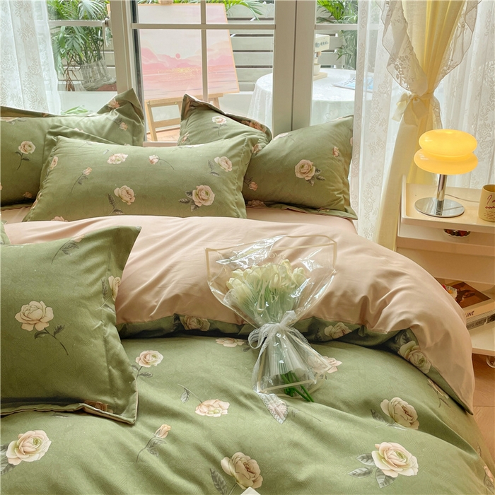 91家纺网 家纺一手货源 找家纺 古吉梦 2023新款A类有氧元气棉加厚磨毛四件套 玉瑶