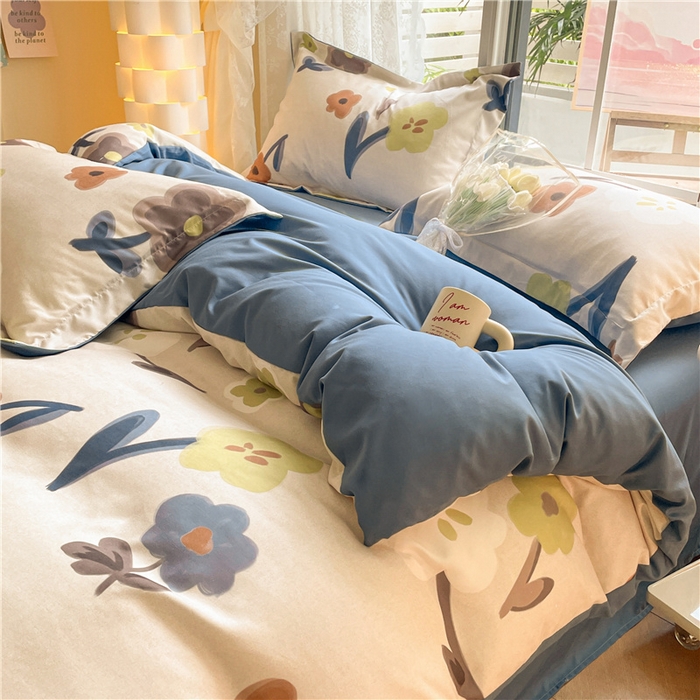 91家纺网 家纺一手货源 找家纺 古吉梦 2023新款A类有氧元气棉加厚磨毛四件套 花期